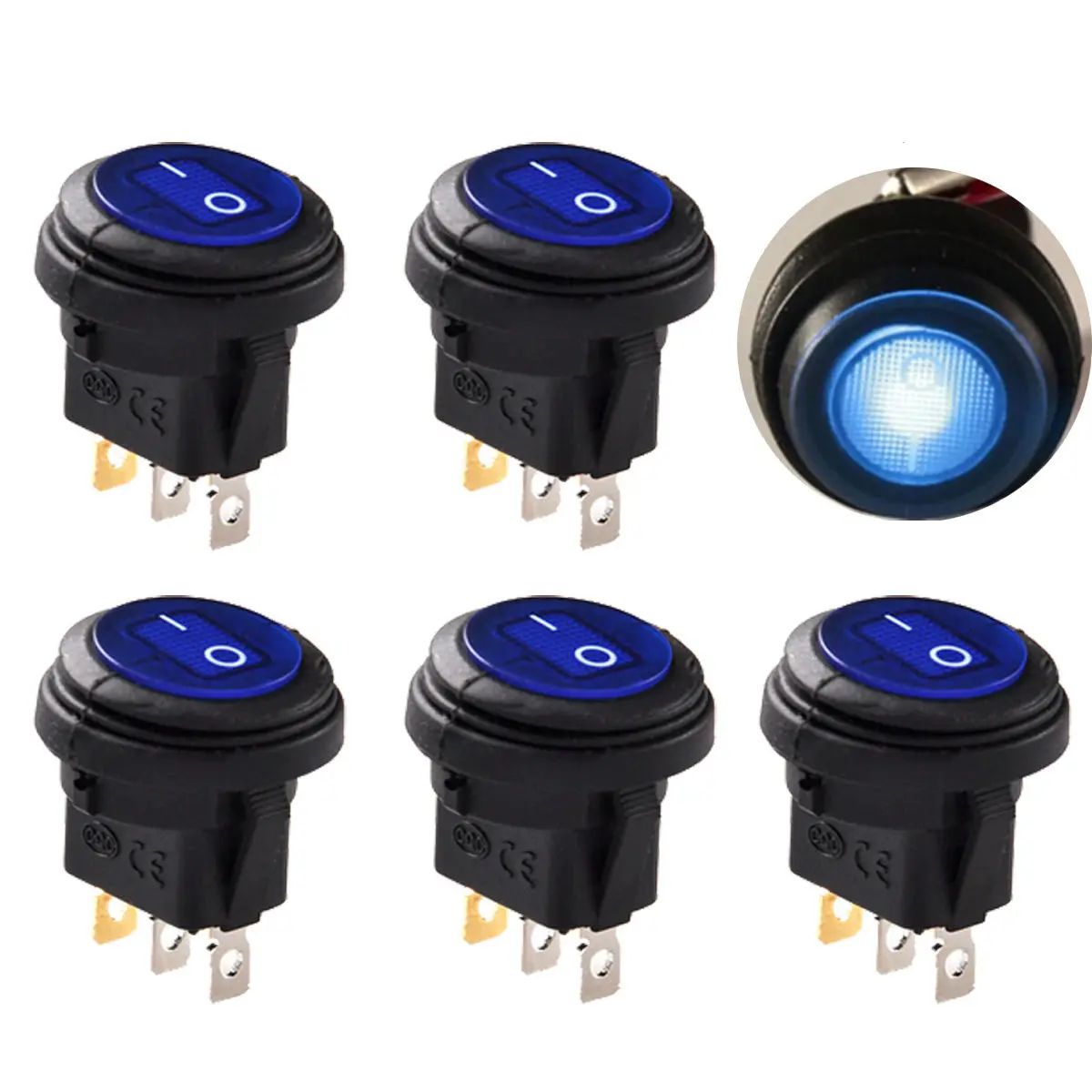 1 предмет красный светодиодный Круглый 12V 3pin включения/выключения кулисный