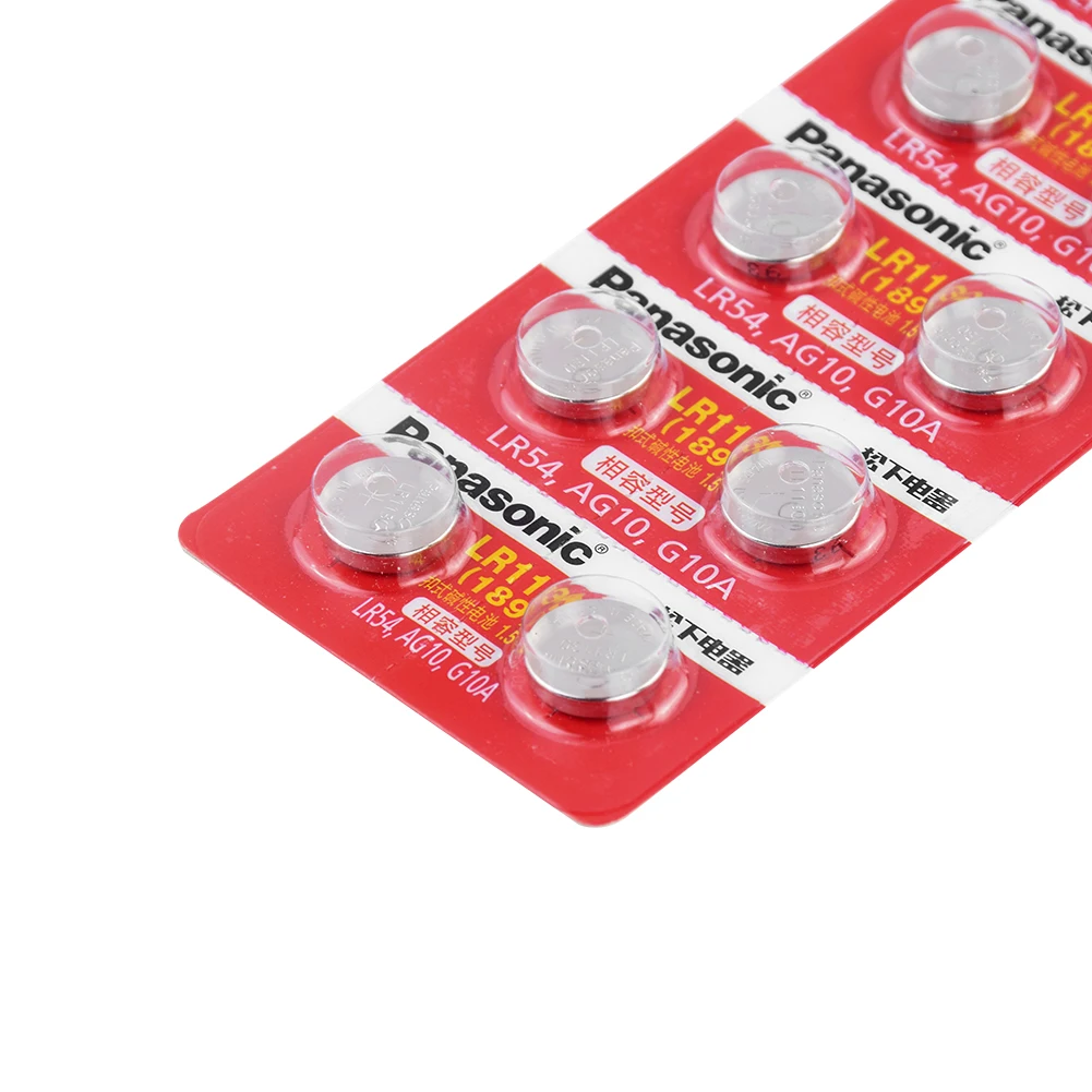 

40Pcs/4Cards Panasonic 1.5V AG10 1130 LR1130 Button Batteries 389 LR54 SR54 SR1130W 189 SB-BU L1130 Alkaline Cell Coin Battery