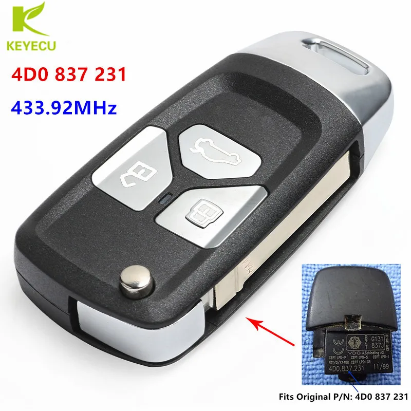Запасной модуль KEYECU для Audi A2 A3/B5 A4 Quattro A6 Quttro RS 4D0837231 433 92 МГц ID48|Ключ от авто| |