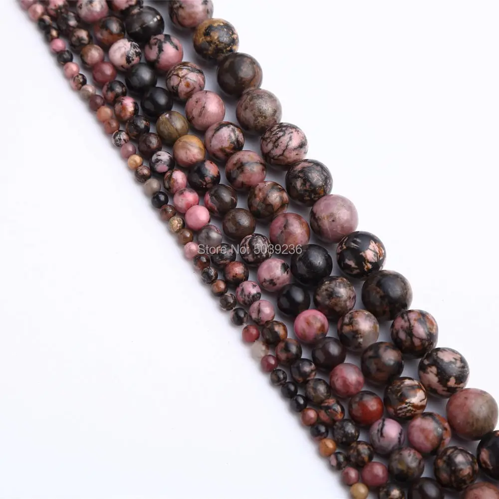 Wholesale Black Line Rhodonite Natural Stone Loose Spacer Beads for Jewelry Making Necklace Bracelet DIY 4-12mm | Украшения и