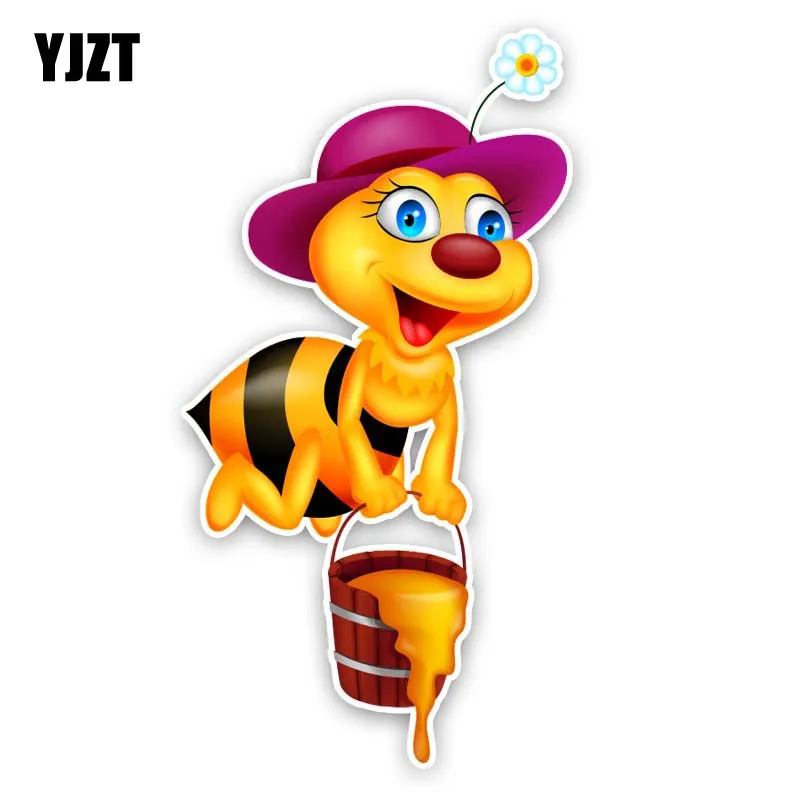 

YJZT 7.6CM*13.8CM The Beautiful Bee Carries The Honey PVC Decal Car Sticker 12-300618
