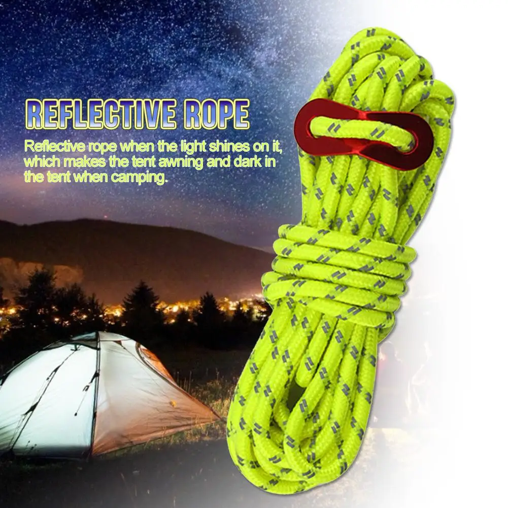 Thickened 4mm Reflective Guyline Camping Tent Rope Runners Guy Line Cord Paracord Outdoor Sports Hiking Accessories | Спорт и