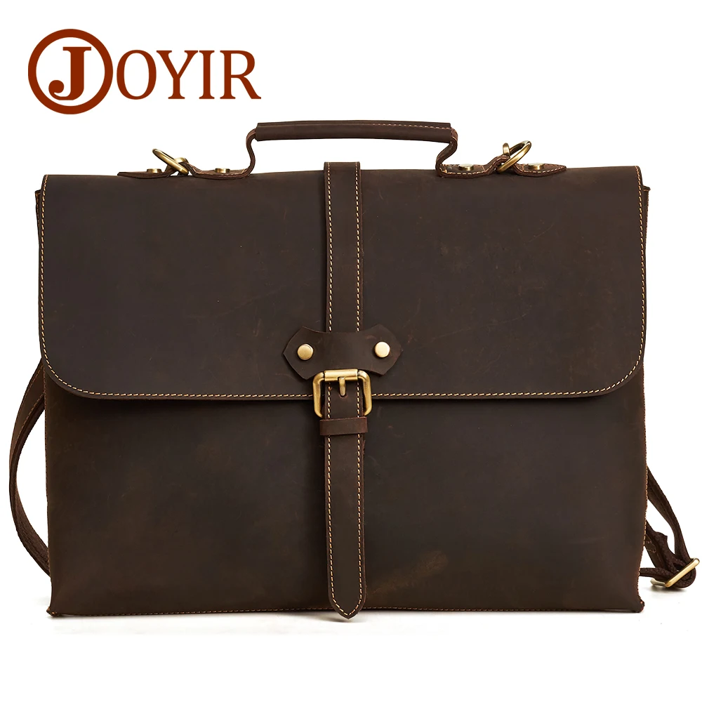 

Портфель JOYIR Crazy Horse мужской из натуральной кожи, сумка-мессенджер для ноутбука, сумка на плечо для бизнеса, мессенджер кросс-боди, 6358