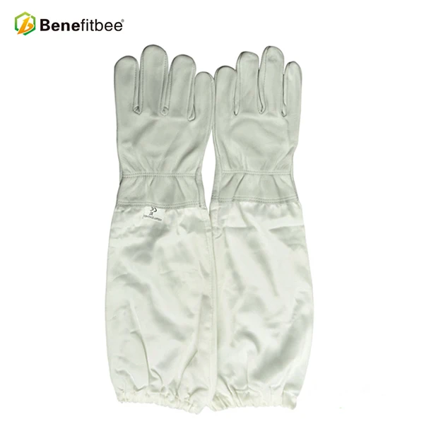 beekeeping gloves Benefitbee Apicultura Пчеловодство перчатки для пчеловода Профессиональный защитный хлопок рукава работы Овчина кожа - Цвет: beekeeping gloves