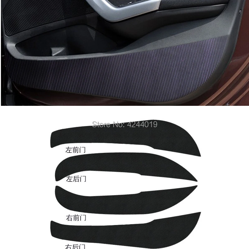 

For Peugeot 2008 Car Inside Door Cover Scratch Protection Anti Kick Pads Carbon Fiber Stickers 4pcs Car Sticker