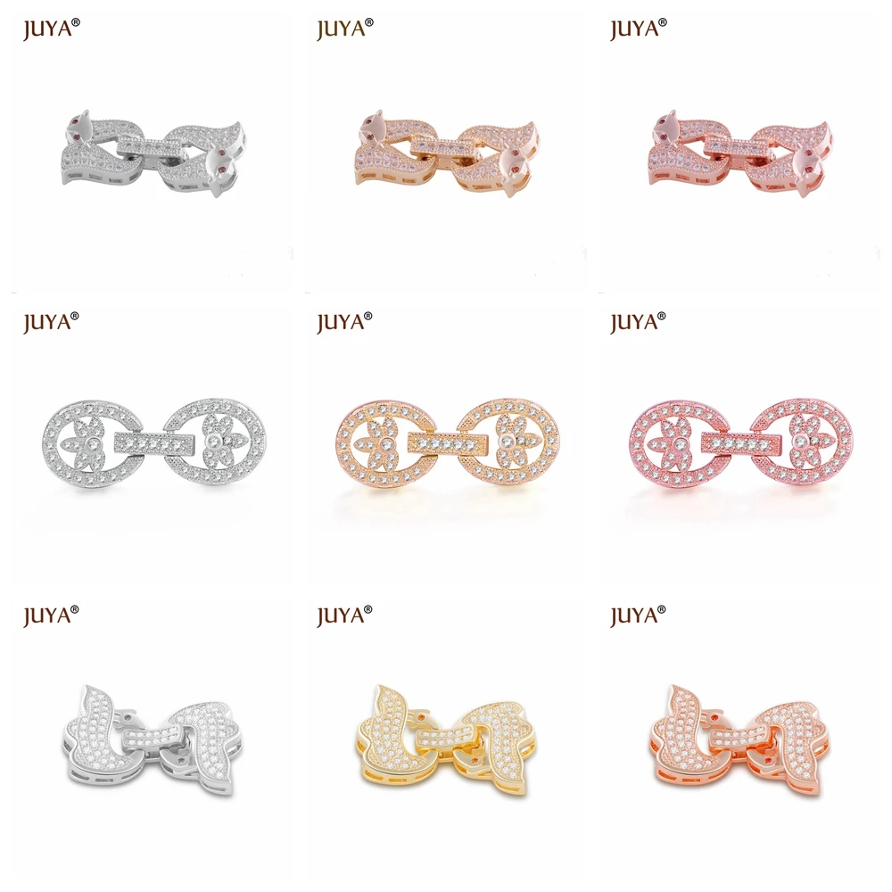 Fashion Copper Metal Inlaid Zircon Clasps Hooks for Bracelet End Connectors For Jewelry Making DIY Pearl Necklace Buckle | Украшения и