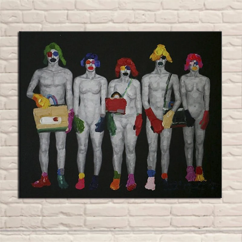 Современная Абстрактная фигура картина маслом ню Мужская ручная роспись клоуны