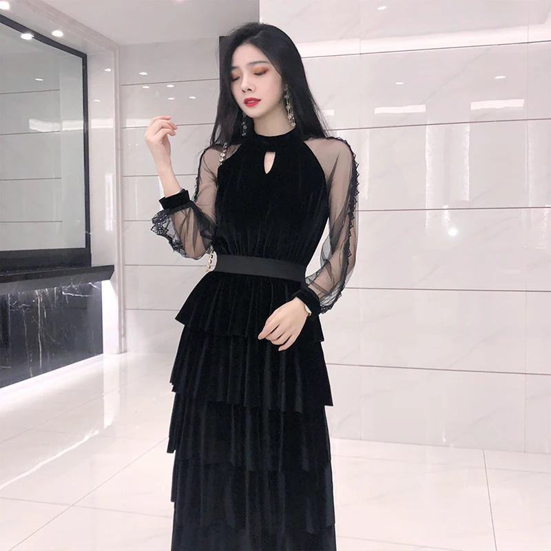 Винтажное платье элегантное весенне летнее женское одежда 2020 длинные