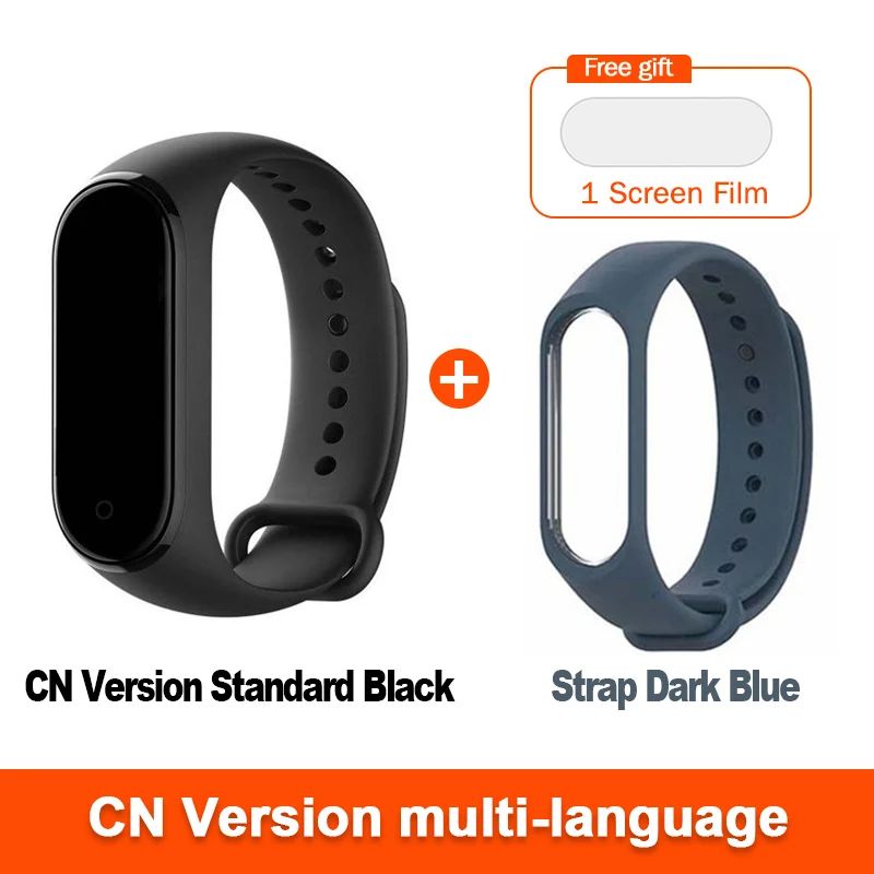 CN Dark-blue Strap Глобальная версия опционально Xiaomi mi Band 4 умный Браслет Пульс фитнес 135 мАч большой цветной экран Bluetooth 5,0 mi band - Цвет: CN Dark-blue Strap