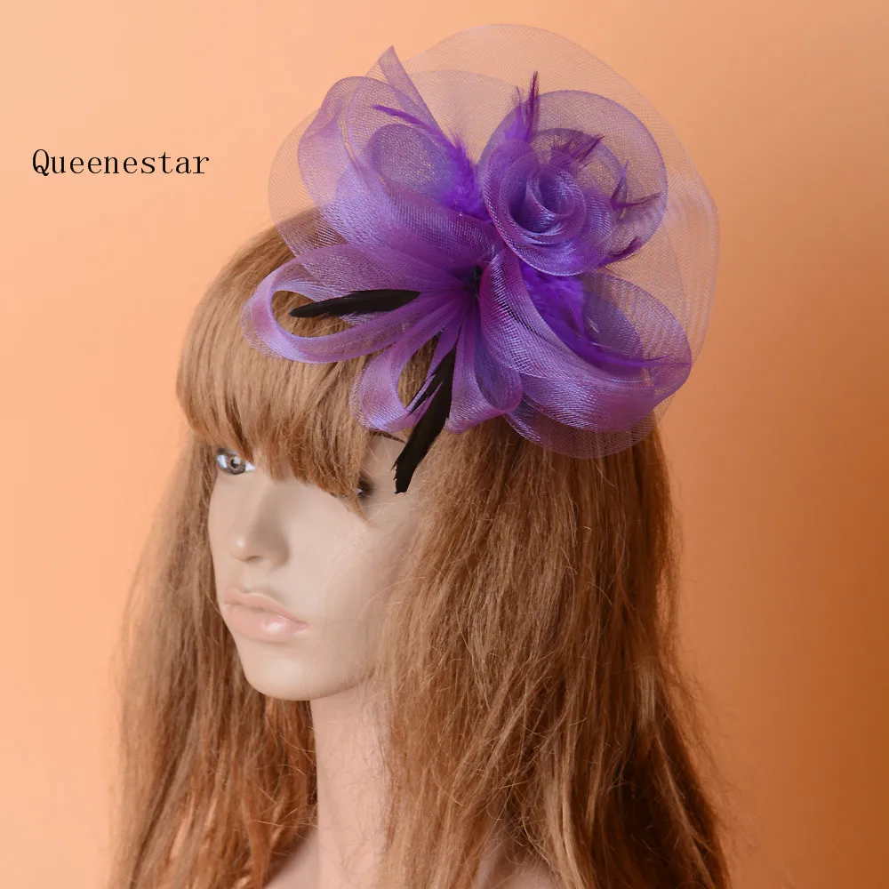 2017 Gauze Mesh Bridal Headdress Red Brown Grey Blue Flower Feather Wedding Hat Fascinator Hairpin Cocktail Party |