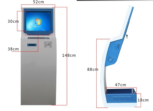 19 дюймов самообслуживания карты посещаемости терминал с клавиатурой Больница