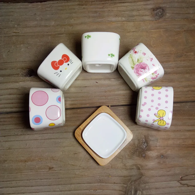 1 шт. Геометрическая белая керамическая квадратная плантатор бонсай маленькие