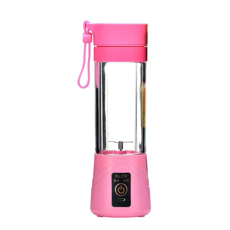 Pink 400 ml портативная соковыжималка блендер Электрический USB Перезаряжаемые Фрукты Вырезать 60 Вт Нержавеющая сталь кухонная соковыжималка прибор - Цвет: Pink