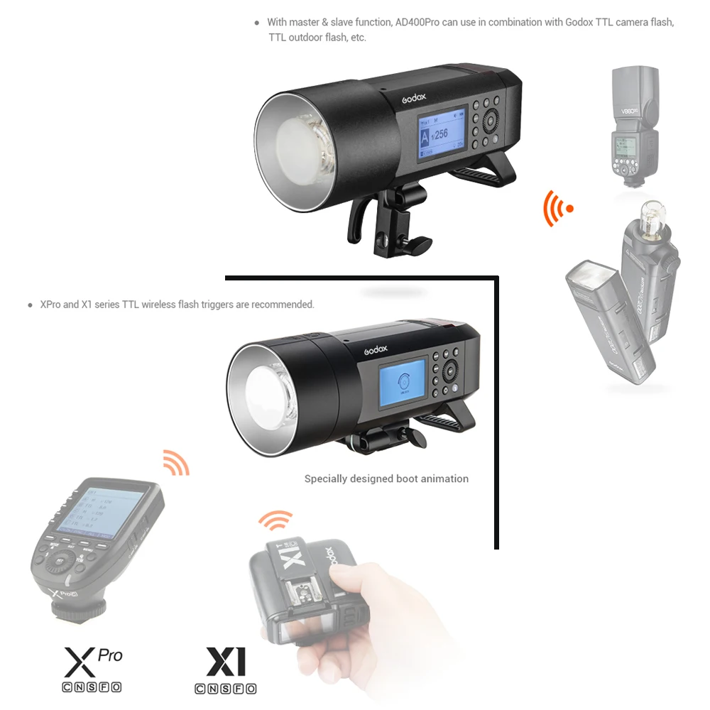 Godox WITSRO AD400Pro все в одном Вспышка Speedlite 2 4G Беспроводная система X встроенный