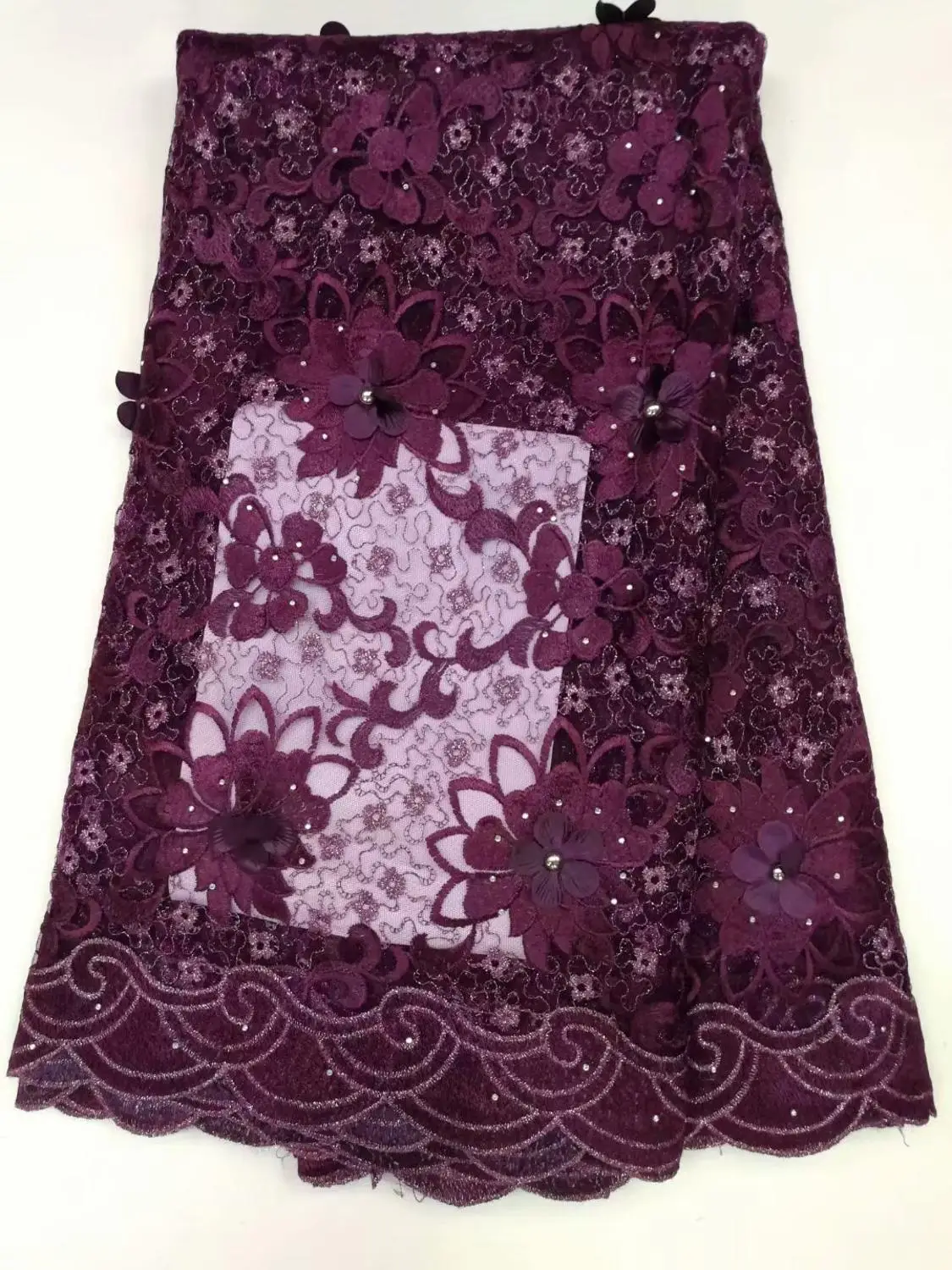 African lace fabric quality 2019 French 3-D Nigerian gauze embroidery on the rock side of Dubai | Дом и сад