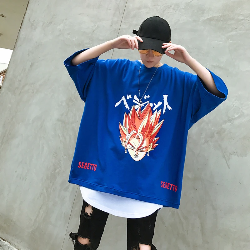 Летние мужские хип-хоп хлопок Футболка Dragon Ball печати по Размеры Swag Футболки