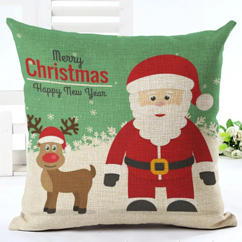 2017 Cartoon Style Chirsmas Santa Claus Cute Pillow Almofadas Linen Decorative Cushion Without Filling | Дом и сад