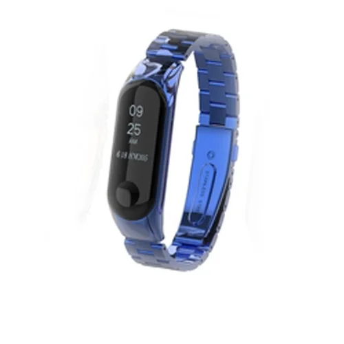 Blue Mi Band 4 металлический ремешок из нержавеющей стали для Mi Band 3 4 ремешок совместимый браслет Miband 3 4 браслеты Pulseira Miband3 Miband4 - Цвет: Blue
