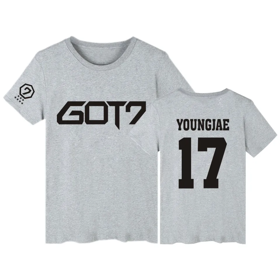 gray LUCKYFRIDAYF GOT7 Kpop BAMBAM короткий рукав Футболка Для женщин s брендовая одежда в стиле «хип-хоп» Джексон летняя футболка женская Забавный корейский футболка Для женщин - Цвет: gray