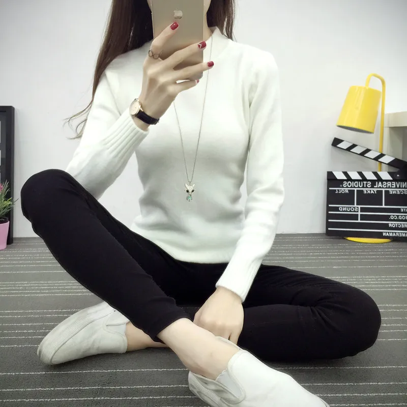 2020 Hot seller Autumn Winter Women's Turtleneck Pullover Sweaters Korean Slim Solid Warm Lady Long sleeve Knit shirt | Женская