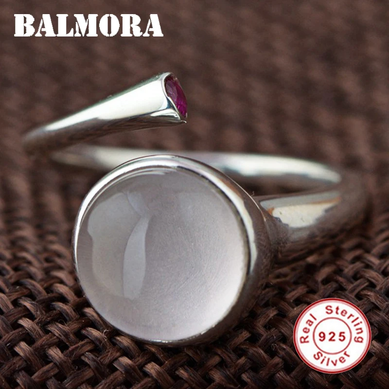 

BALMORA 925 Sterling Silver Stone Open Rings for Women Mother Gift Retro Elegant Silver Ring Fashion Jewelry Anillos TRS21921