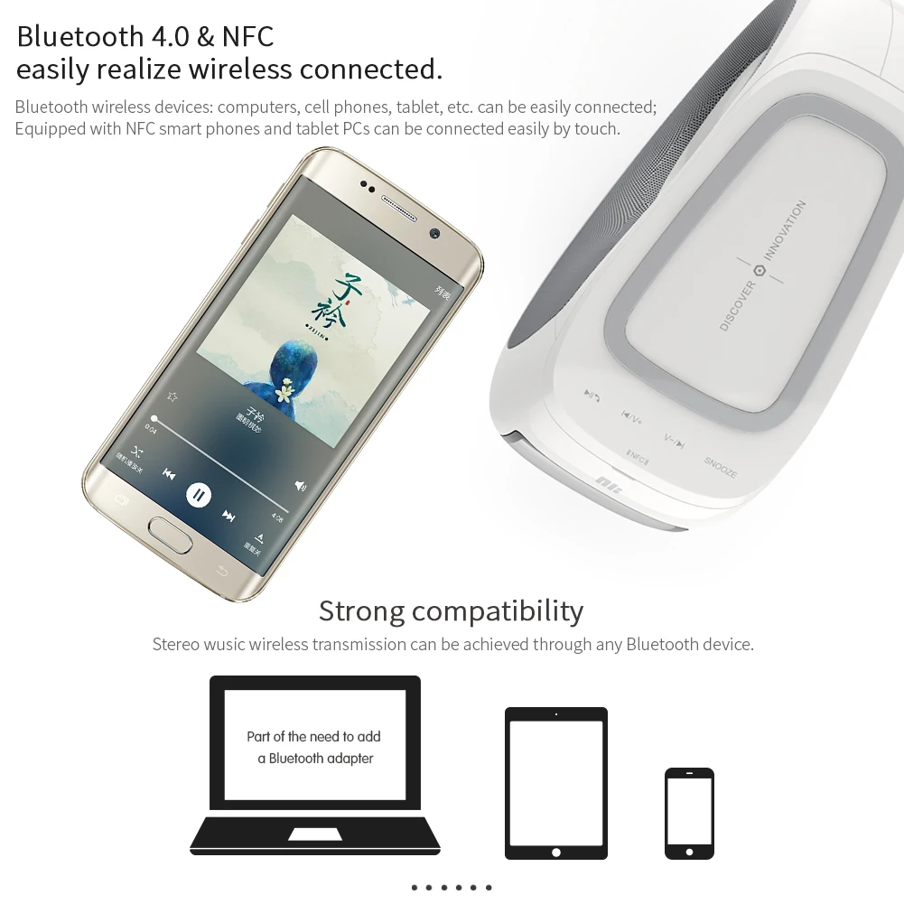 Nillkin Cozy MC1 2 в 1 Bluetooth динамик+ QI Беспроводное зарядное устройство многофункциональный домашний музыкальный объемный светодиодный будильник Лучший подарок