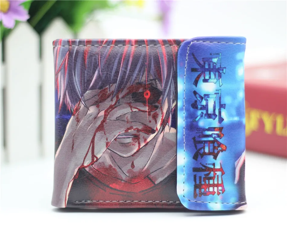 D Аниме Токийский вурдалак Kaneki Ken Pu короткий кошелек Двойные фото держатель для карт мальчиков девочек мужской принт слои кошелек Кнопка кожаные кошельки - Цвет: D