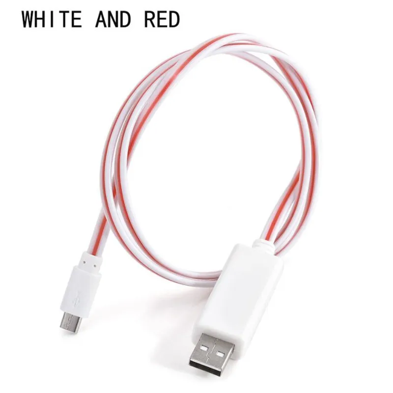 WHITE AND RED Светодиодный светящийся течет usb-шнур для Зарядное устройство Тип C/Micro Зарядка через USB кабель для передачи данных для iPhone 7 X Xs samsung Galaxy S10 S10E A50 проводное зарядное устройство Шнур - Цвет: WHITE AND RED