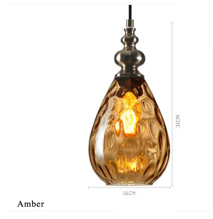 amber e27 Эдисона Постмодерн Стеклянные Железные Деревянные Минимализм Светодиодные Лампы.Светодиодные Светильники Люстры Подвесные.Светильники Подвесные Светильники.Подвесной Светильник.Освещение Для Столовой,Фойе - Цвет корпуса: amber