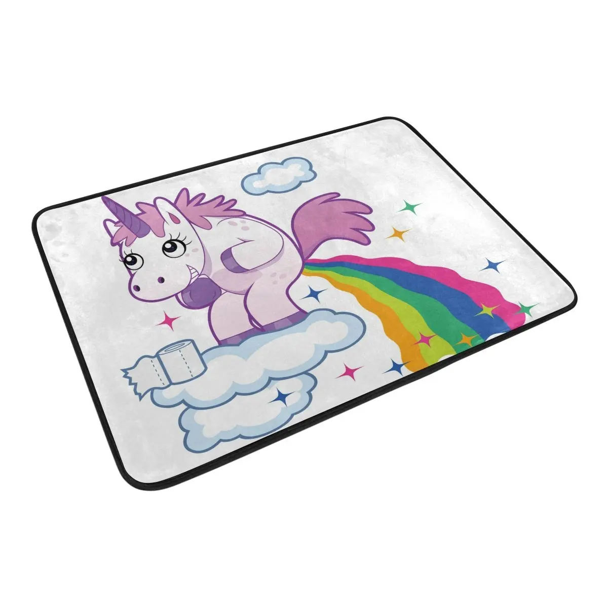 Занавеска для душа и коврик в комплекте с милыми мультяшными единорогами