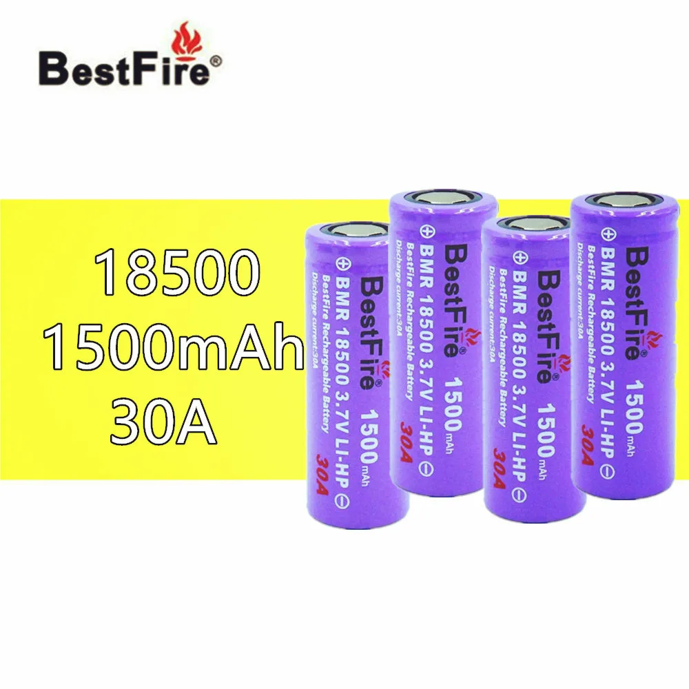 4 шт. Bestfire 18500 батарея 3 7 V 1500mAh литий ионная аккумуляторная для электрических