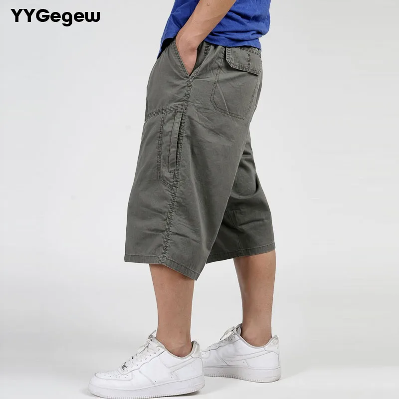 Мужские мешковатые брюки в стиле милитари летние хлопковые карго длиной 3/4