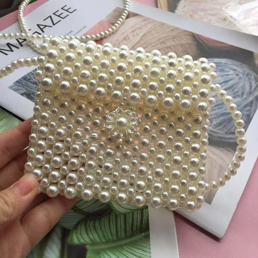 Hand-woven Pearl Bag Lady Net Red with The Same Style Small Crowd Design Ins Inclined | Багаж и сумки