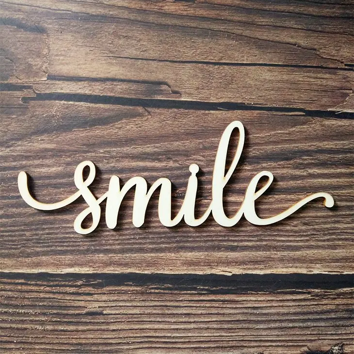 smile 10 шт. любовь сценарий слово знак дерева деревянные слова знак Книги по искусству деревенский курсивом украшения комнаты стене висит лазерная резка незавершенного дерево - Цвет: smile