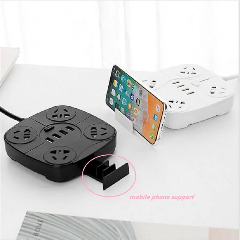Быстрая зарядка квадратный 4USB Разъем черный/белый. Короб для проводов 4 plug |