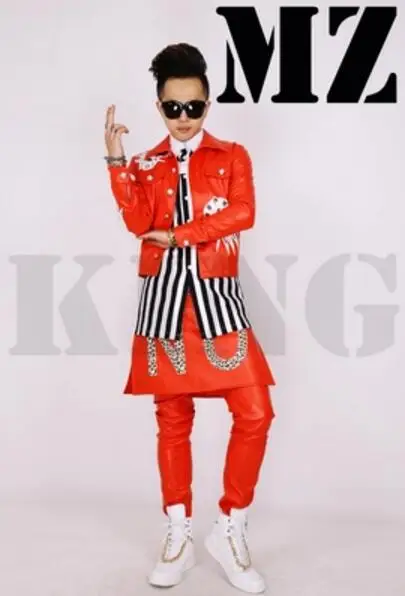 S 5XL хит 2018 Новая мужская певица Мода dj 2PM jun. k ds яркая сверлильная тонкая куртка
