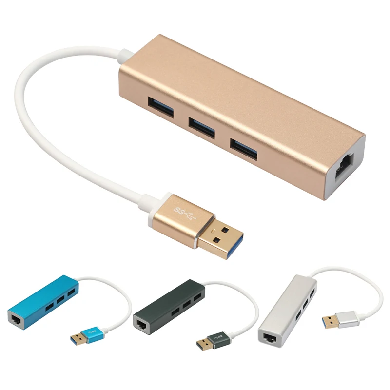 Горячая USB к RJ45 проводной концентратор карт 3 порта адаптер алюминиевый сплав