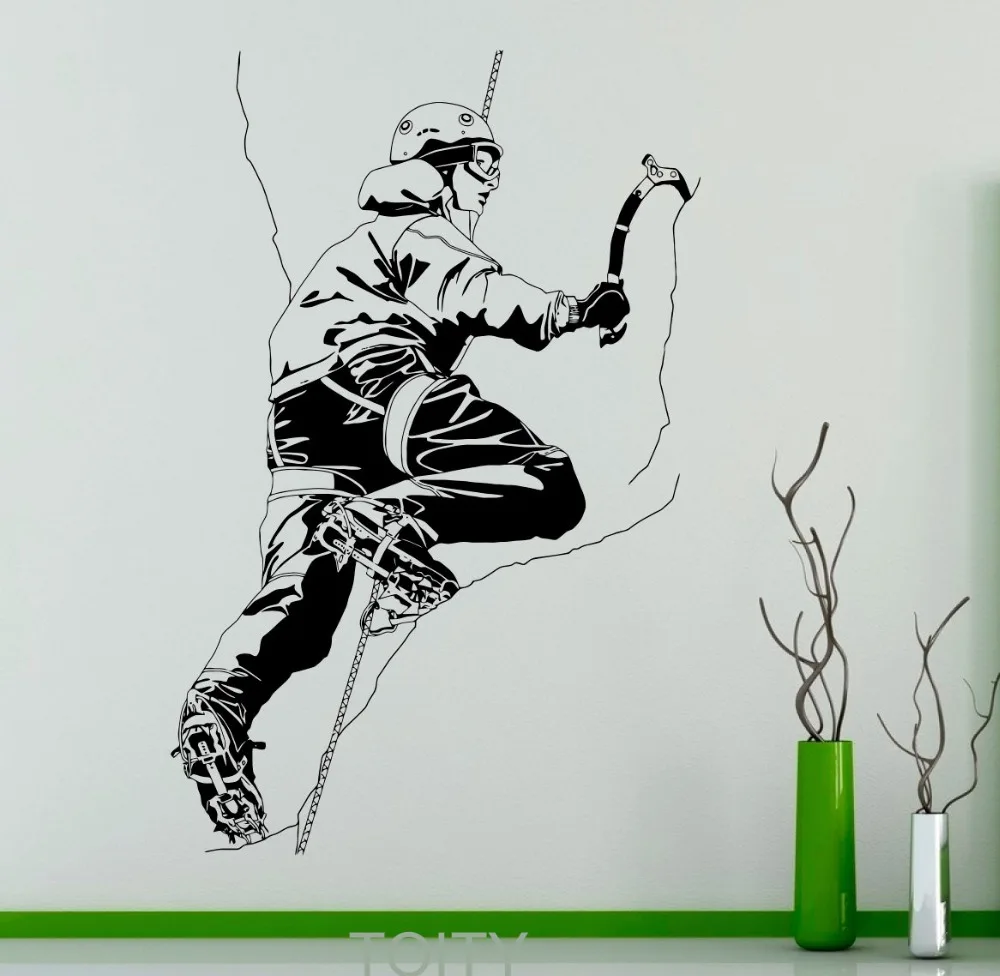 

Mountain Climber Wall Vinyl Decal Mountaineer Creative Sticker Landscape Home Interior Bedroom Decor Extreme Sport Mural Design