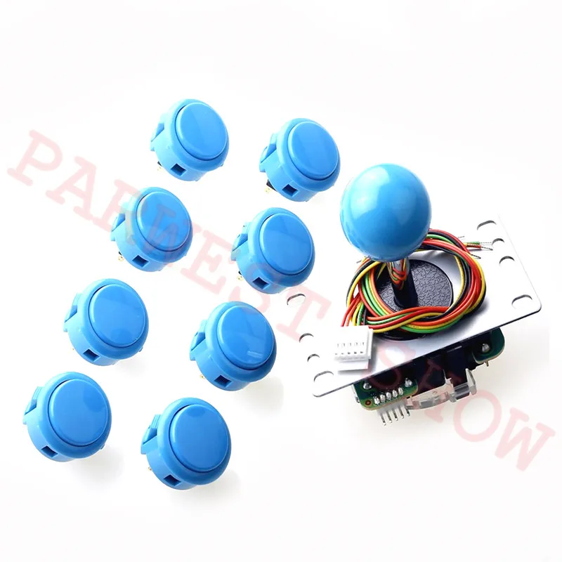 Высококачественный комплект Sanwa JLF-TP-8YT 5Pin джойстик+ 8 шт. OBSF-30 кнопки для DIY Kit Mame Jamma 6 цветов выбор - Цвет: Синий