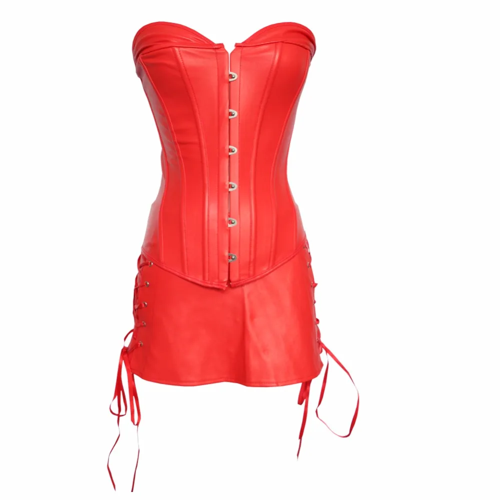 Корсет боди из искусственной кожи + юбка кожи|leather overbust corset|overbust corsetcorset plus |