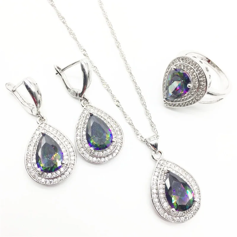 Женский комплект из колье и серёг серебра 925 пробы|jewelry sets wedding|silver jewelry setjewelry |