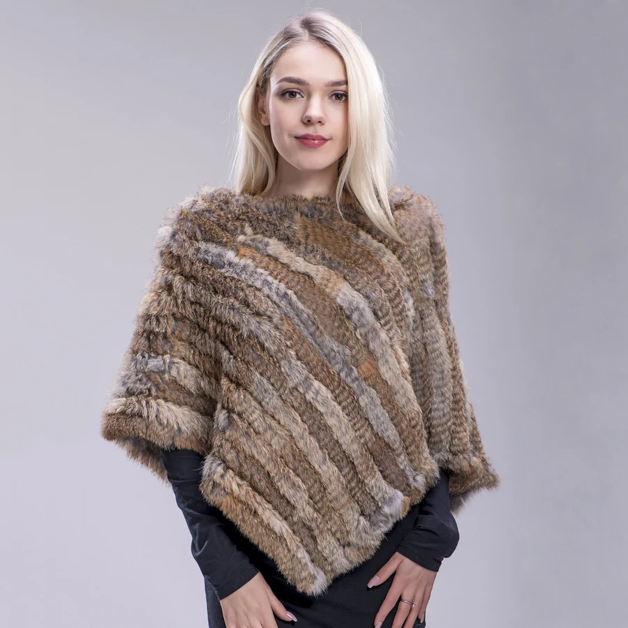 Лидер продаж осенняя Вязаная Шаль FXFURS из натурального меха модная накидка