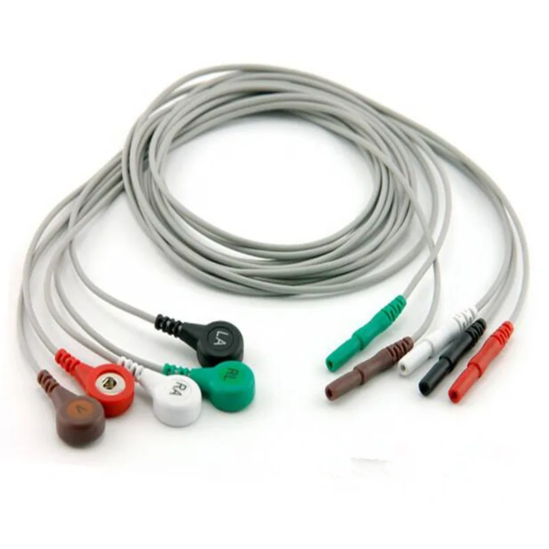 Бесплатная доставка AAAMI holter рекордер ECG leadwire 5 выводов Snap AHA D1.5 to 4 0 Holter кабели для