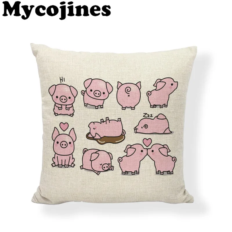 5 Креативный чехол для подушки Axolotl, пчела, свинья, лиса, 45*45 см, для дома, гостиной, дивана, стула, украшения, льняные аксессуары, наволочки - Цвет: 5