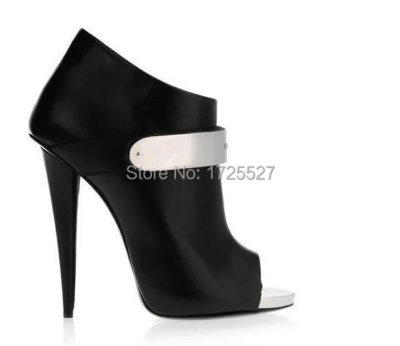 Free Shipping 2015 Summer Women Famous Brand Ankle Boots High Quality Genuine Leather Peep Toe White And Black Colors | Обувь