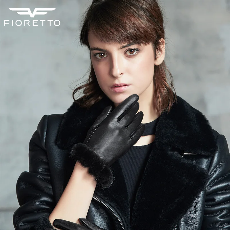 Fioretto мягкие высококачественные двухцветные кожаные перчатки новая мода