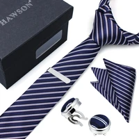 hawson mens necktie set pocket square tie bar and button cover cuff links ties for men