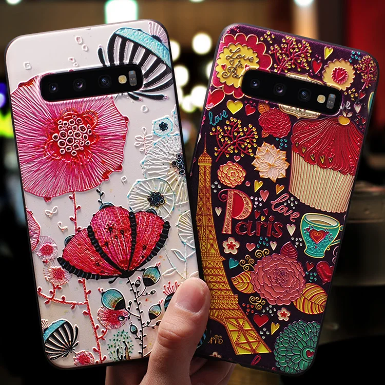 Древняя китайская вышивка Тотем тиснение цветок рельефный чехол для Samsung galaxy S10