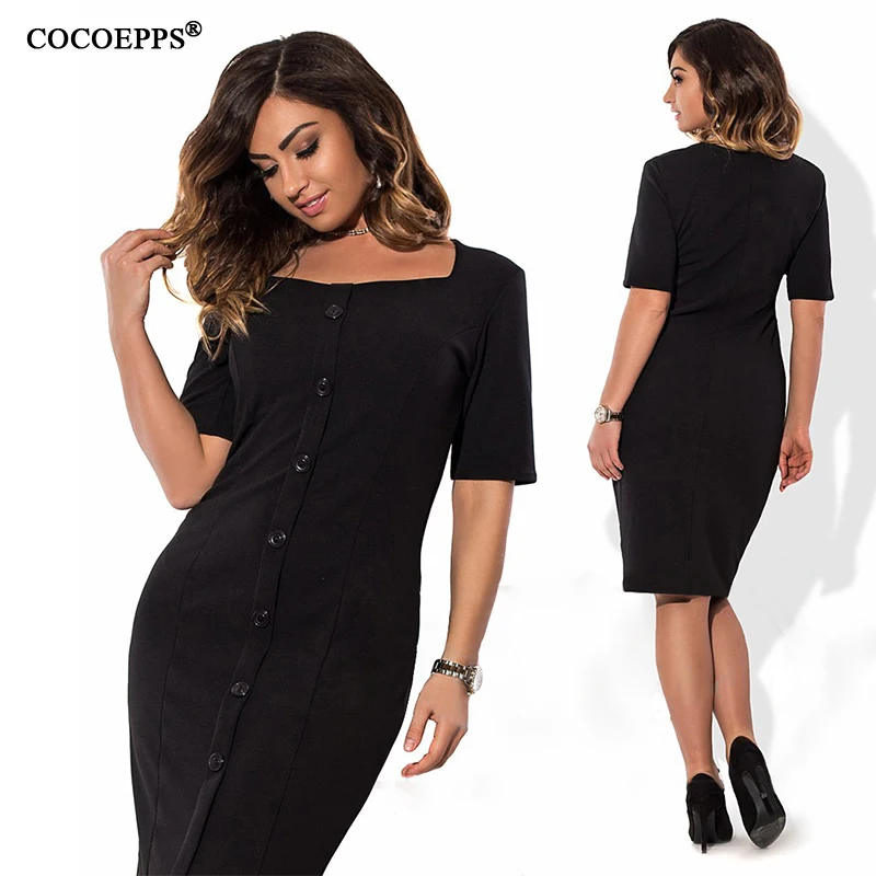 Женское трикотажное платье до колена с квадратным воротником облегающее