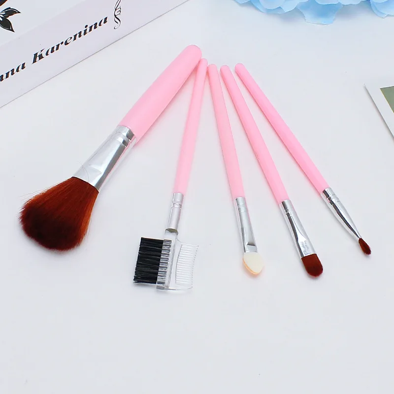 5 кистей для макияжа женские румяна кисть глаз розовый пластиковый набор